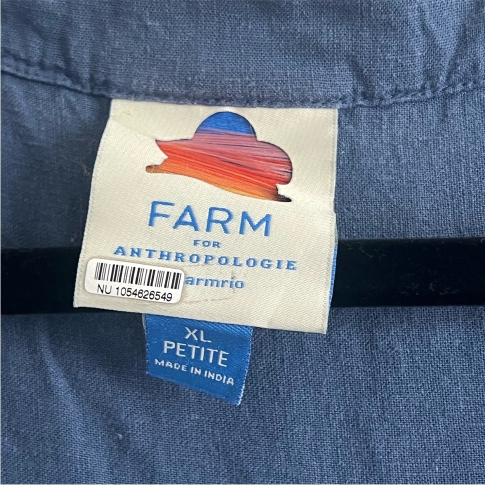 Anthropologie Farm Indigo Blue Top - XL Petite - Picture 5 of 7